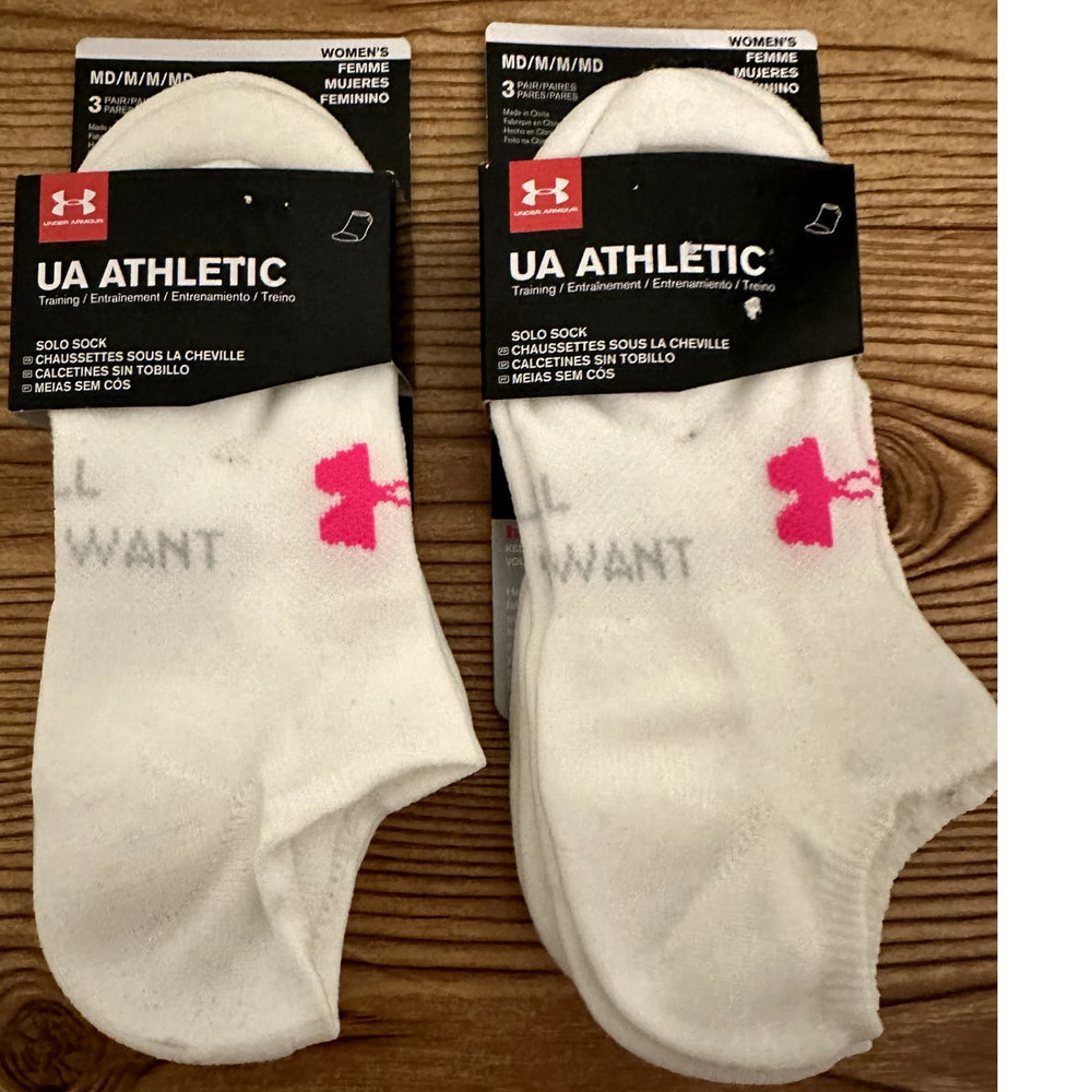 2 for 1 Under Armour Athletic "I Will What I Want" Solo Socks - Women's Size M